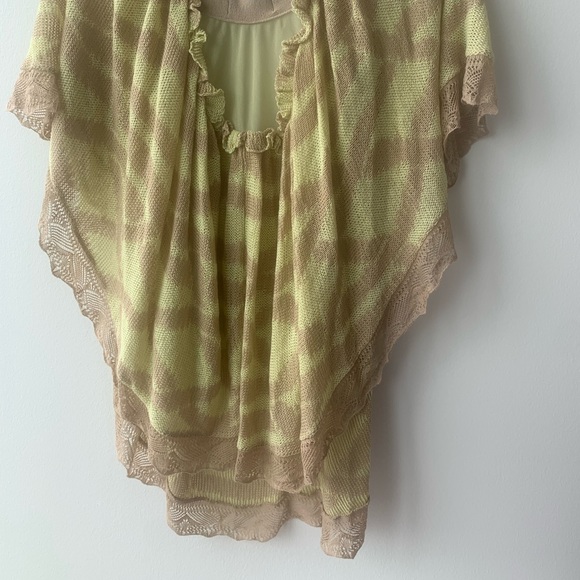 Anthropologie Cecilia Prado Boho Crocheted Drape Poncho  Beige snd Yellow SZ S - Picture 5 of 9